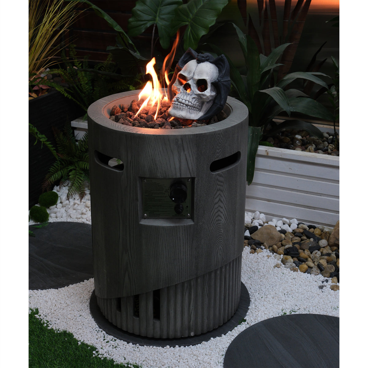 32000 BTU, CSA Certification Diameter 20 Inch Round Outdoor Gas Fire Pit,Contain 2.5kg Lava Stone And Rainproof Cover,Magnesium Oxide Cultured Stone Surface Finished,, More Suitable for Outdoor Garden W2734P194101-djyc