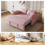 Sofa at the Forefront: 54-inch Velvet Pink Sofa Bed for Multi-purpose Living Spaces, Featuring a Retractable Bed W1278127956-djyc