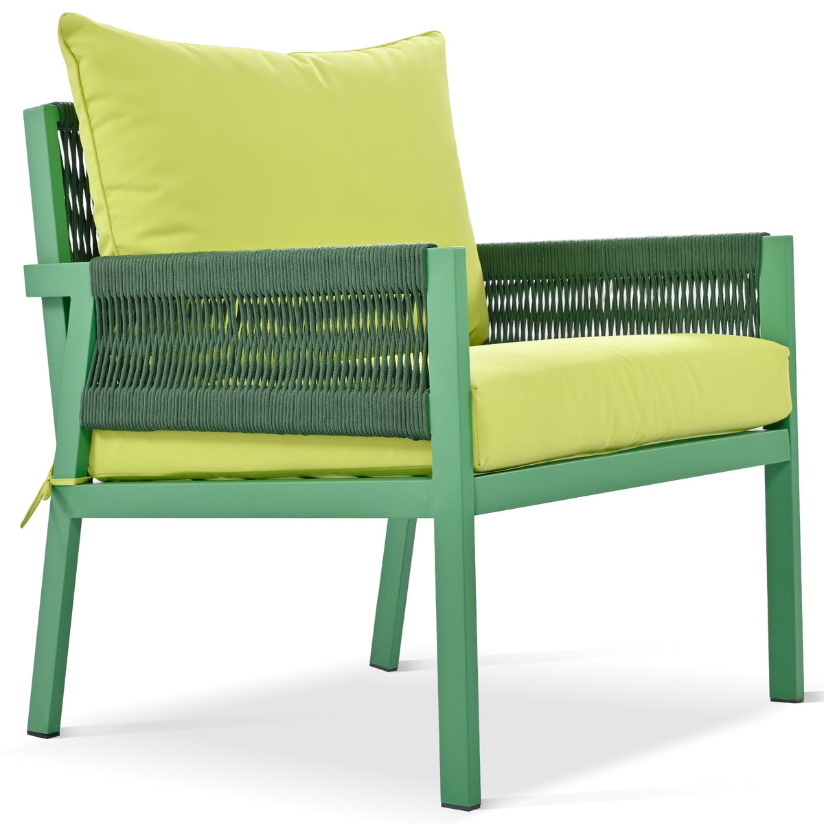 K&K 4-Piece Rope Patio Furniture Set, Outdoor Furniture with Tempered Glass Table, Patio Conversation Set Deep Seating with Thick Cushion for Backyard Porch Balcony (Fluorescent Yellow & Green) SK000003AAE-djyc