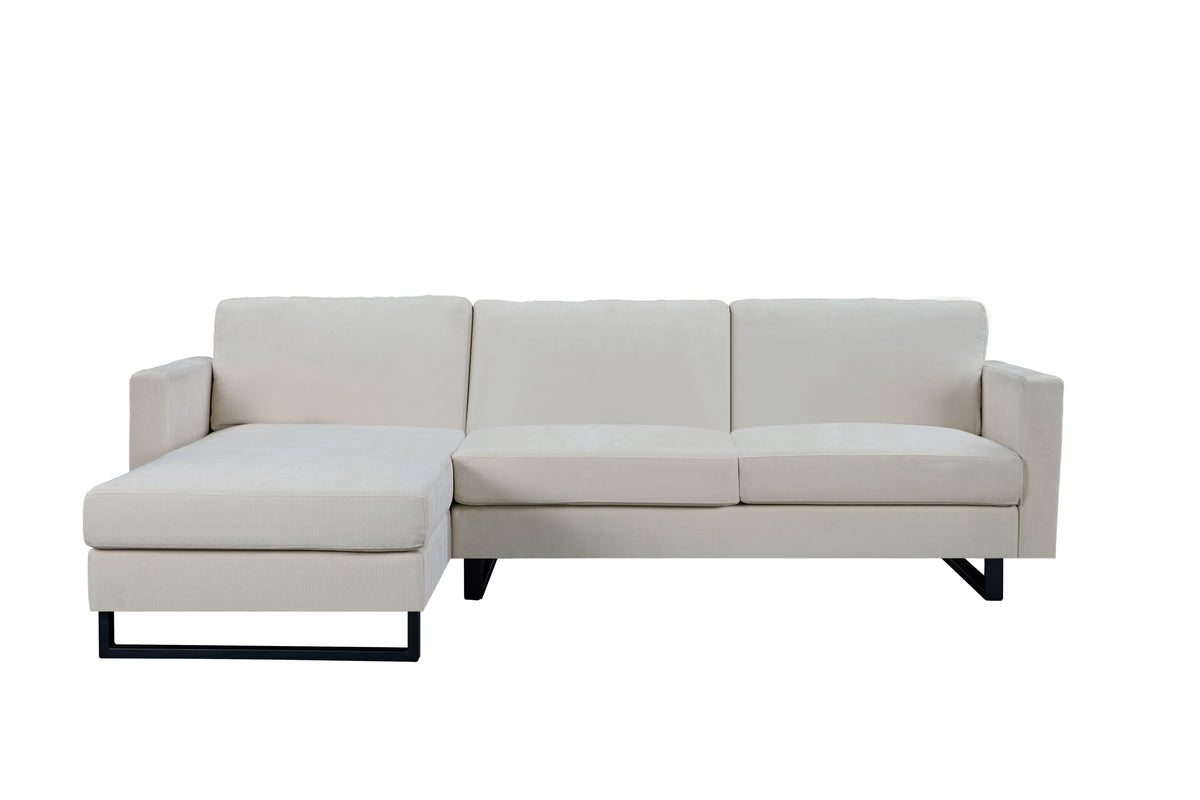 SOFA The best choice products upholstered sectional sofa for families, apartments, dormitories, award rooms, compact space with chaise longue, 3 seats, L-shaped design,off-white W1793S00004-djyc