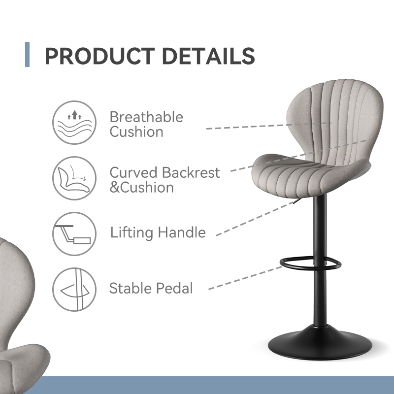 Modern Minimalist 360° Rotating Bar Stool: Resilient Foam & Ergonomic Design FU01023-wz