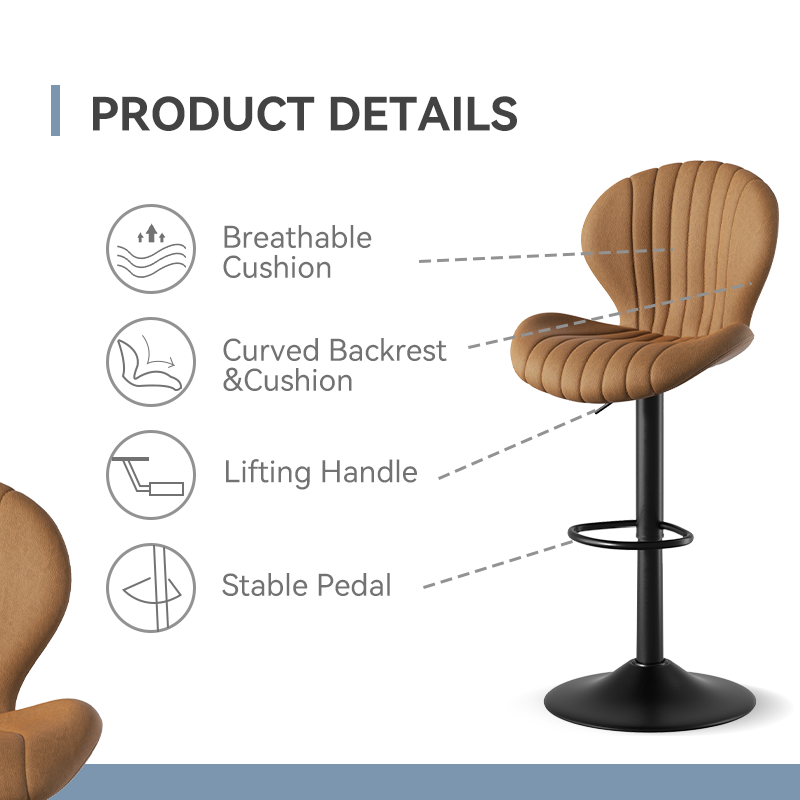 Modern Minimalist 360° Rotating Bar Stool: Resilient Foam & Ergonomic Design FU01023-wz