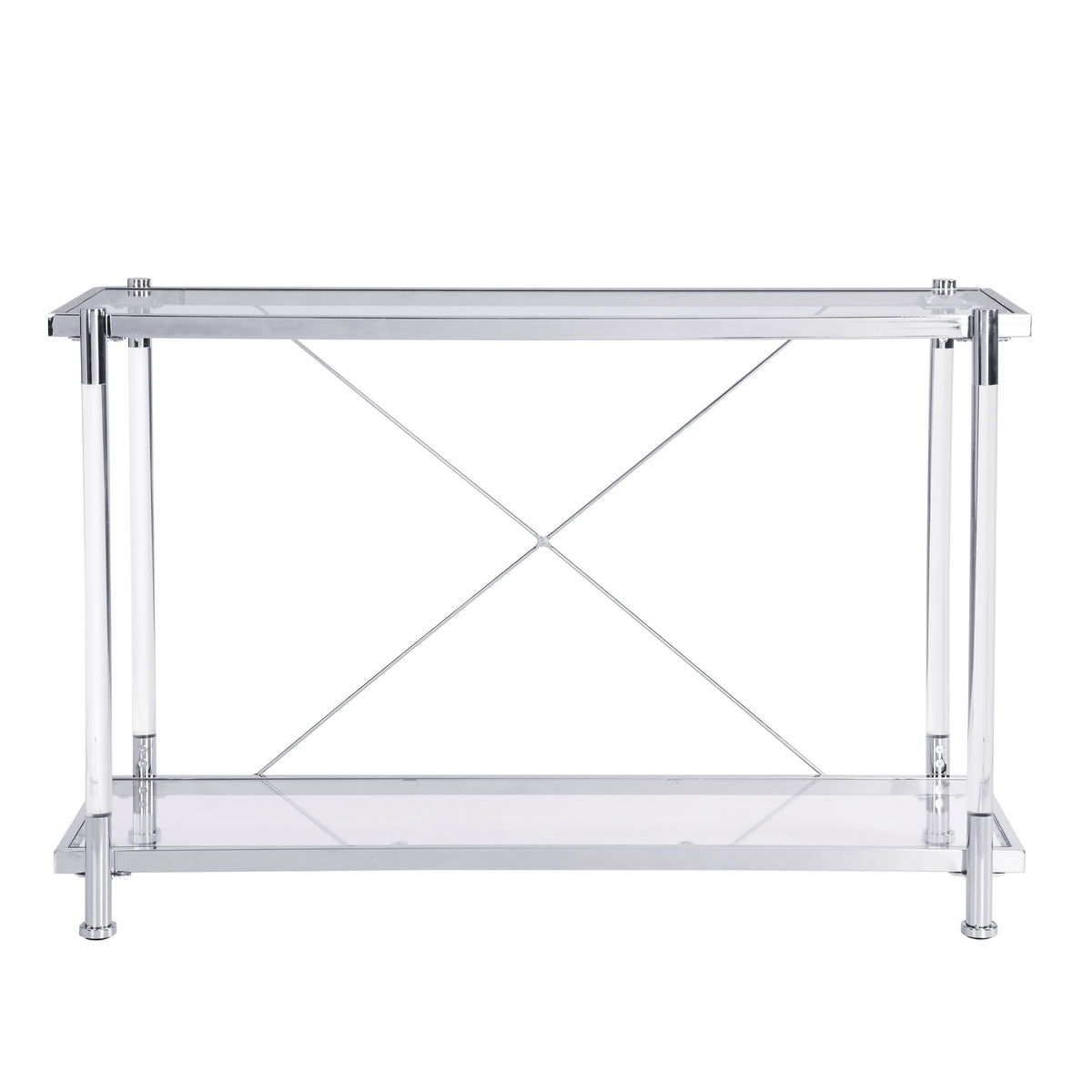 43.31'' Chrome Glass Sofa Table, Acrylic Side Table, Console Table for Living Room& Bedroom W821P184417-djyc