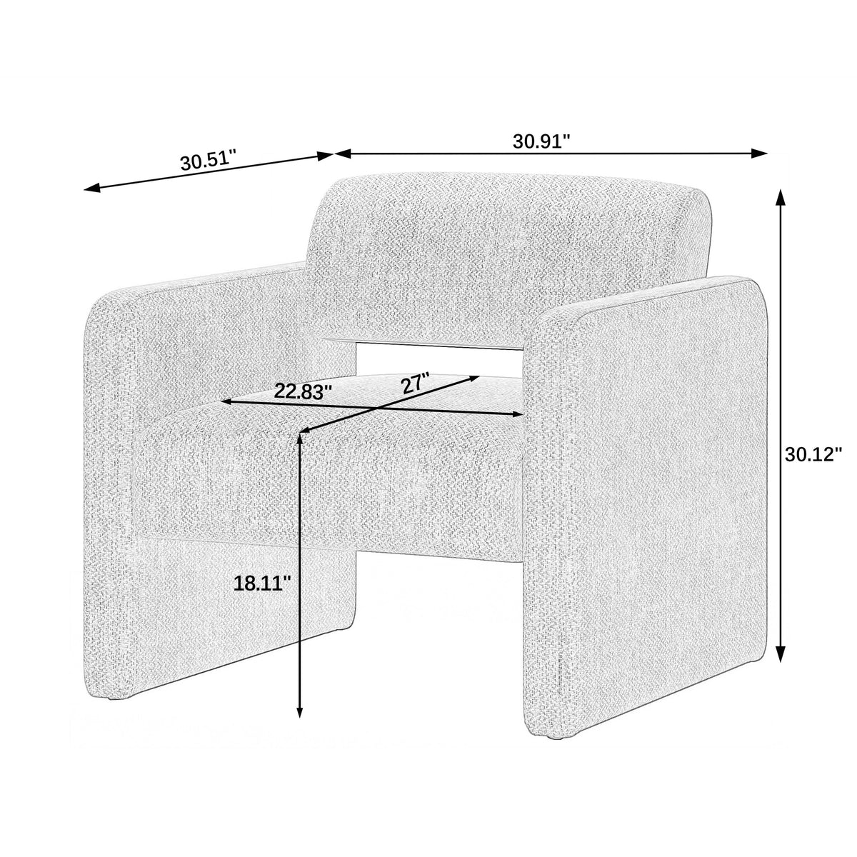 Green single sofa chair, upholstered comfortable chair with armrests, for dining room/bedroom/living room/reception - Green (30.9"*30.51"*30.11") W487P183021-djyc