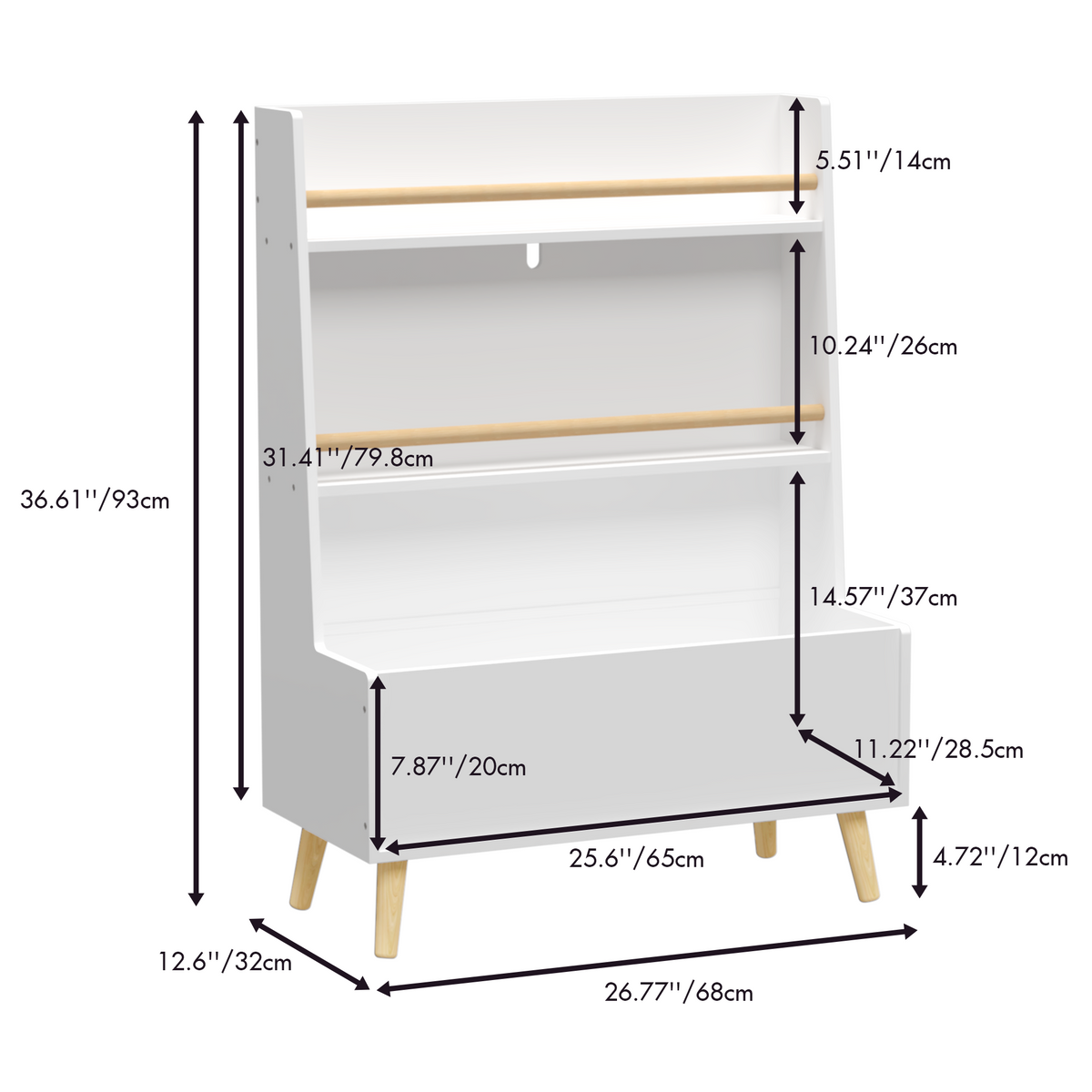 Kids Bookshelf, Book and MagazineRack, Book Organizer, toy Storage Cabinet Organizer, White W808127562-djyc