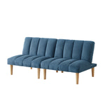 Corduroy fabric, wooden legs convertible sofa bed (Color:Blue) W1669P156117-djyc