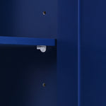 K&K Store Kitchen Cart with Rubber Wood Countertop , Kitchen Island has 8 Handle-Free Drawers Including a Flatware Organizer and 5 Wheels for Kitchen Dinning Room, Dark Blue SK000002AAG-djyc