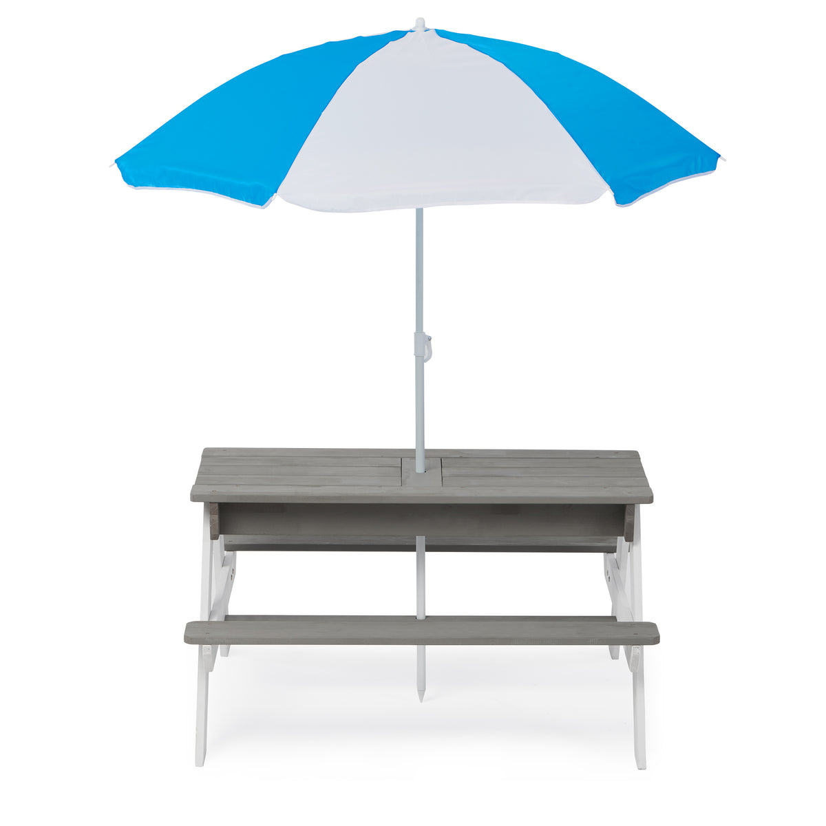 3-in-1 Kids Outdoor Wooden Picnic Table With Umbrella, Convertible Sand & Wate, Gray ASTM & CPSIA CERTIFICATION W1390104709-djyc