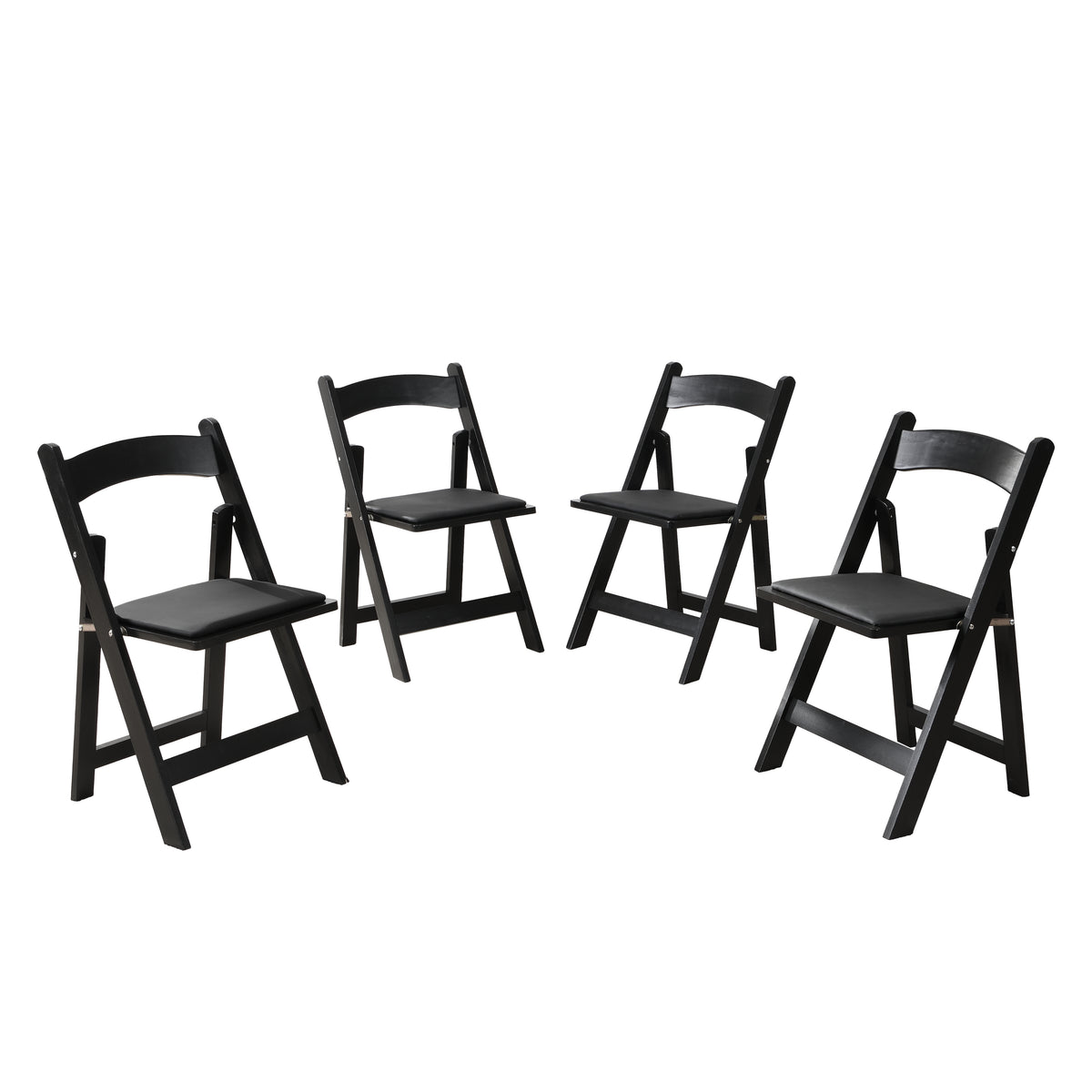 Upholstered foldingchair, space saving,,easy to carry, 4PCS,Black cushion/Black shelf,Dining room W495P193665-djyc