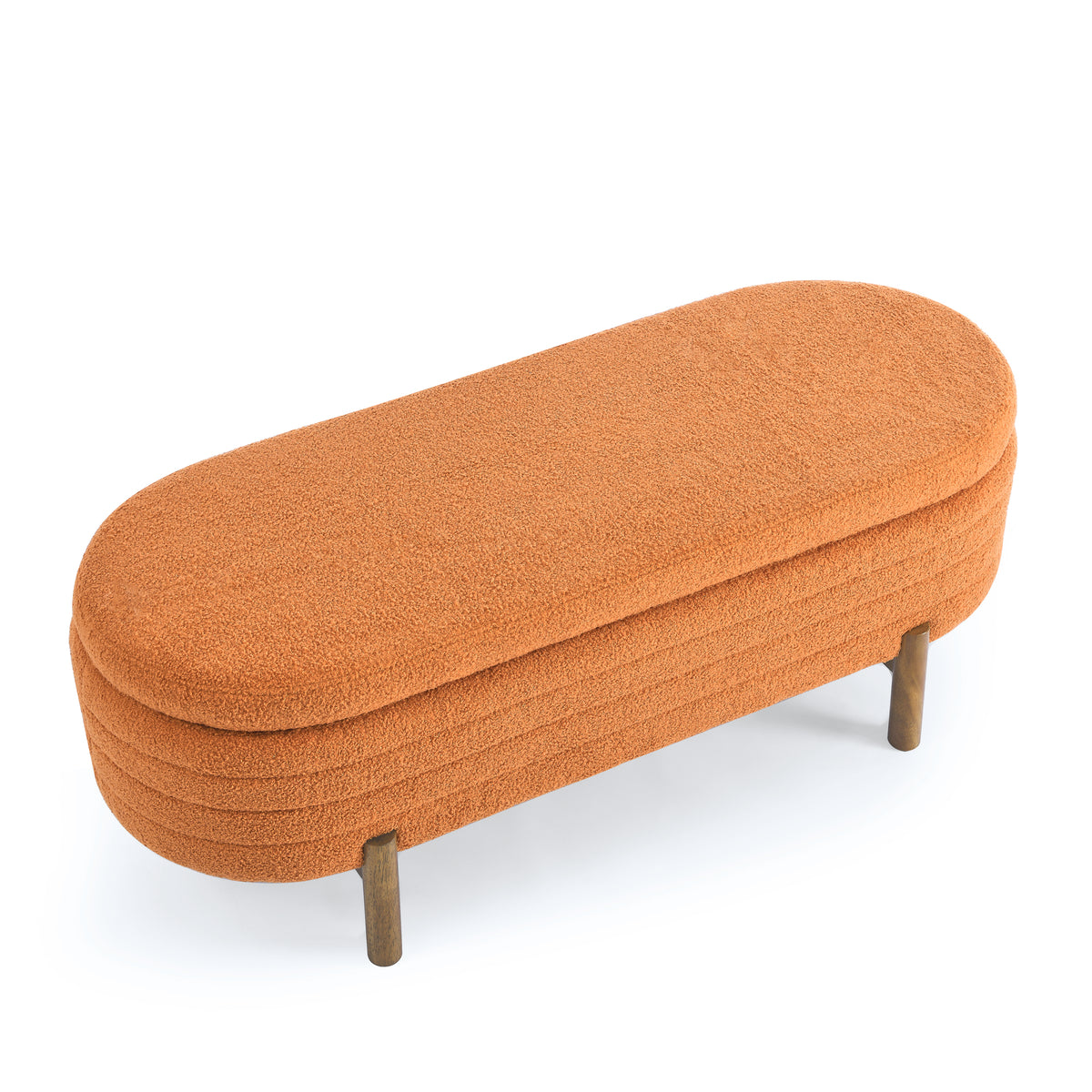 Ottoman Oval Storage Bench,Rubber Wood Leg,Orange(46."x17.7"x10.8") W487P178762-djyc