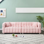 Charming 102-Inch Pink Teddy Fleece Sofa for Living Room, Bedroom, or Apartment - Includes Two Chic Throw Pillows & Sturdily Supported by Hardware Feet W1278S00019-djyc