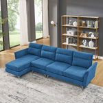 Modern Sofa 3-Seat Couch with Stainless Steel Trim and Metal Legs for Living Room,New package compression sofa technology,Navy blue W487S00235-djyc