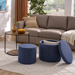 Ottoman, multi-functional combination set table Ottoman, combination of Ottoman and table, with drum stool, with storage space-Dark Blue W487P243608-djyc