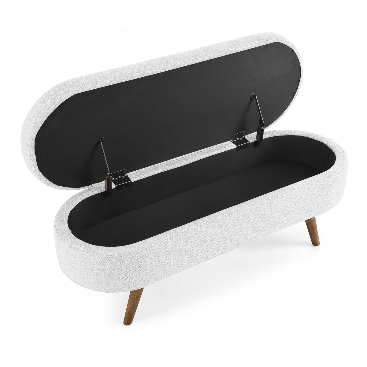 Ottoman Oval Storage Bench,Rubber Wood Legs,White(43.5"x16"x16") W48764885-djyc