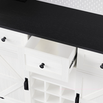 K&K 71" Farmhosue Pantry Bar Cabinet with Internal Storage Rack,Kitchen Cabinet with Hutch,Sliding Door,Power Outlet,Pegboard,Wine & Glasses Rack,3 Drawers,Rustic Coffee Bar Storage Cabinet,White Oak N707S000008W-djyc