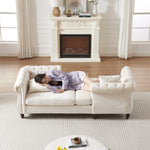 81-inch Chenille Face-to-face Chaise Lounge with Two Pillows,Nailhead trim,Button Tufted Design and Rolled Arms for Lounge, Living room and Office W834S00315-djyc