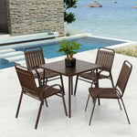 5-Piece Plastic chair and steel table Outdoor Dining Set, plastic Chairs and Table Set for Garden Patio, Brown W640S00047-djyc