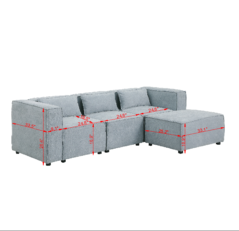 modular sofa Grayish bluechenille fabric,simple and grand, the seat and back is very soft. this is also a KNOCK DOWN sofa W1099S00109-djyc