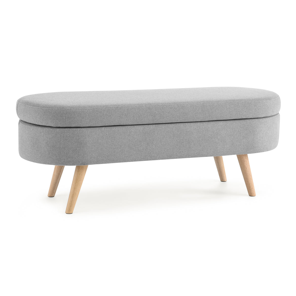 Ottoman Oval Storage Bench, Rubber Wood Legs, Grey(43.5"x16"x16") W48764884-djyc