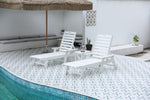 Lounge Chair with Side Table, 3-Piece Oversized Chaise Lounge Chair Setwith Wood Texture,White, All Weather Patio Lounge Chair with 5 Positions,Wheels &Cup Holder(include 2Lounge chairs and 1Table) W2103P254668-djyc