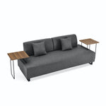 Linen Fabric 3 Seat Sofa with Two End Tables and Two Pillows, Removable Back and Armrest, Morden Style Upholstered 3-Seat Couch for Living Room W487139512-djyc