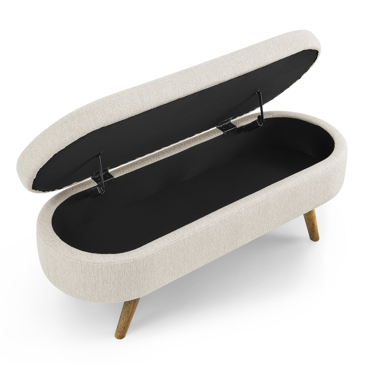 Ottoman Oval Storage Bench,Rubber Wood Legs, Beige(43.5"x16"x16") W48746798-djyc