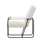 Modern Metal Framed Armchair with Beige Technical Leather, Stylish & Comfortable Indoor Lounge Accent Chair for Living Room, Office,Bedroom W1669P197989-djyc