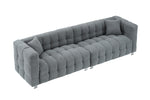 Elegant 102-Inch Gray Teddy Velvet Sofa for Living Room, Bedroom, or Apartment - Comes with Two Throw Pillows and Sturdy Hardware Feet for Enhanced Support W1278S00022-djyc