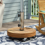 Teak Finish Acacia Wood Umbrella Base – Stylish & Stable 30 lb Support 70857-djyc