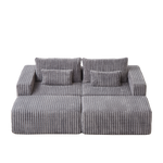 87" Oversized Sectional Lounge Chaise,No Assembly Required,Cloud Plush Loveseat with two Removable Footstool,Fluffy Modern Sleeper Chair for Indoor Living Room Bedroom W834S00332-djyc