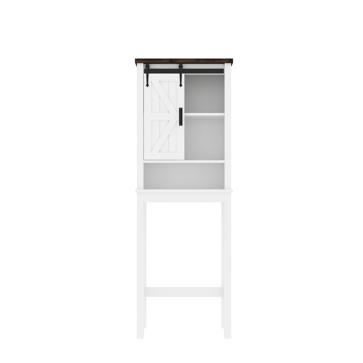 Over The Toilet Storage Cabinet, Farmhouse Above Toilet Storage Cabinet with Adjustable Shelves & Sliding Barn Doors, Organizers Over Toilet for Bathroom, Living Room, White W1347P183703-djyc