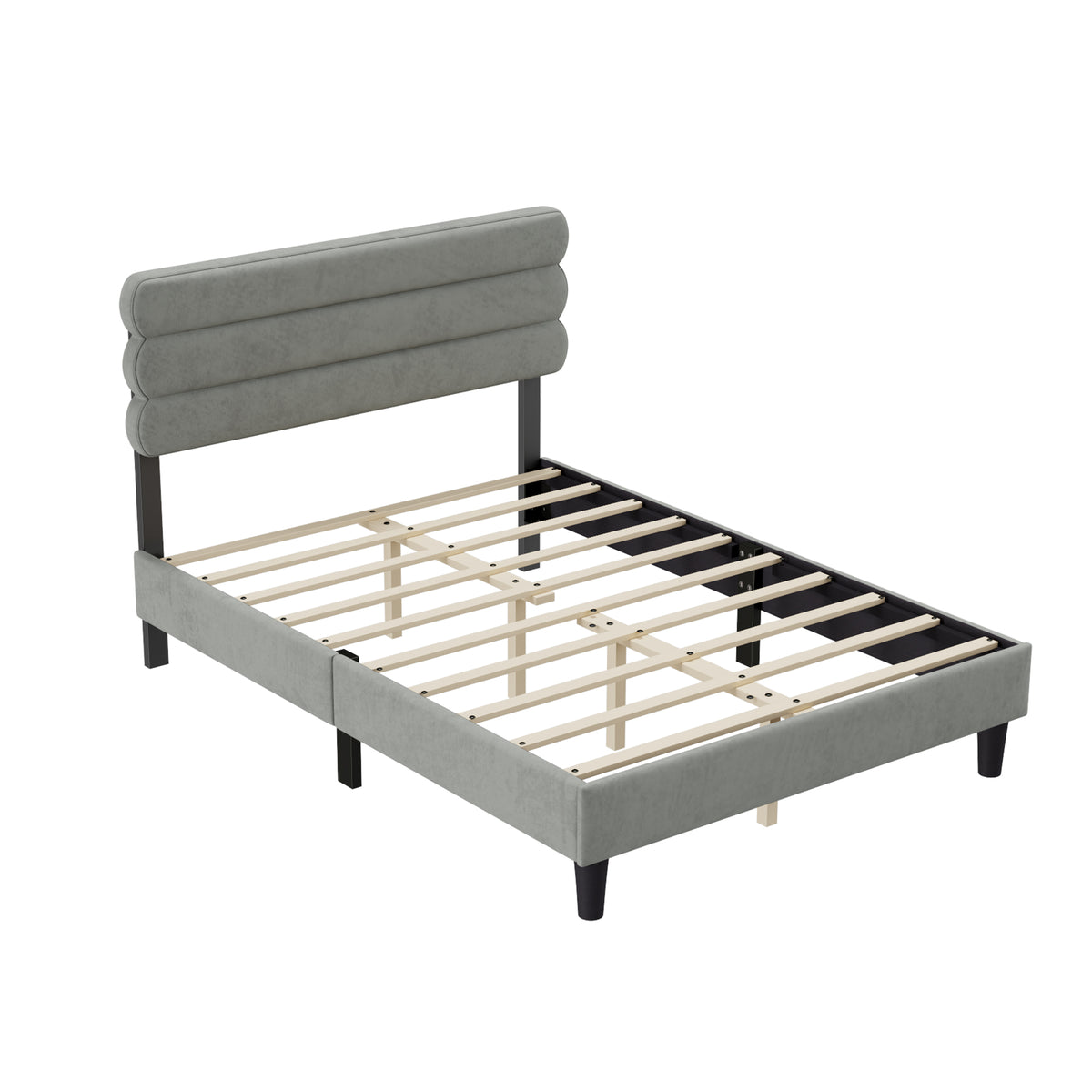 Full Bed Frame with Headboard,Sturdy Platform Bed with Wooden Slats Support,No Box Spring,Mattress Foundation,Easy Assembly W1793140480-djyc