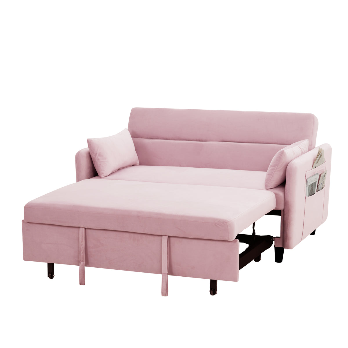 Sofa pull-out bed includes two pillows 54 "pink velvet sofa with small space W1278P144535-djyc