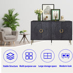 Modern Lacquered 4 Door Wooden Cabinet Sideboard Buffet Server Cabinet Storage Cabinet, for Living Room, Entryway, Hallway, Office, Kitchen and Dining Room, Distressed Black W1435P191611-djyc