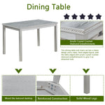 5 Piece Wooden Dining Table Set, Kitchen Table Set with a Rectangular Table and 4 Upholstered Chairs, Wooden Dining Room Table with Crystal Decoration and Chairs Set, Silver grey W1998S00048-djyc