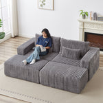 87" Oversized Sectional Lounge Chaise,No Assembly Required,Cloud Plush Loveseat with two Removable Footstool,Fluffy Modern Sleeper Chair for Indoor Living Room Bedroom W834S00332-djyc