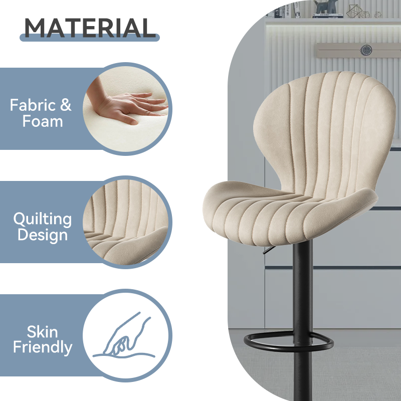 Modern Minimalist 360° Rotating Bar Stool: Resilient Foam & Ergonomic Design FU01023-wz