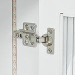 K&K Rolling Kitchen Island With Extended Table, Kitchen island on Wheels with LED Lights,Power Outlets and 2 Fluted Glass Doors, Kitchen Island with a Storage Compartment and Side 3 Open Shelves,White WF316018AAW-djyc