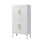 White Metal Kitchen Storage Cabinet, Kitchen Pantry Storage Cabinet with Doors and Shelves, Storage Cabinet with Adjustable Leveling Foot for Kitchen, Living Room and Dining Room W W328P194192-djyc