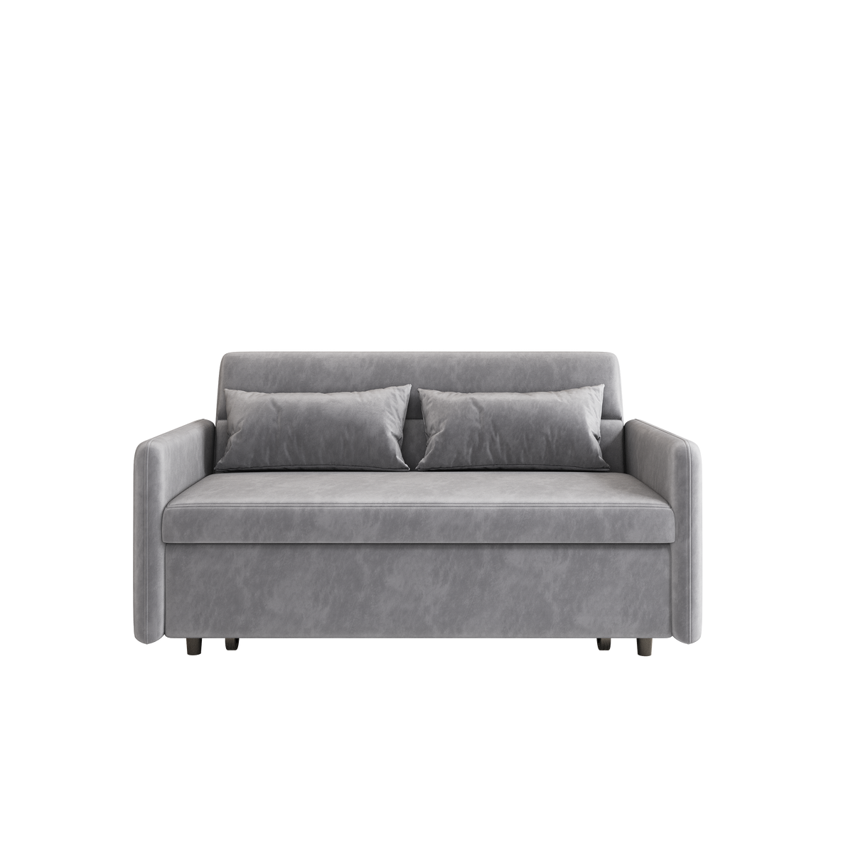 Sofa Pull Out Bed Included Two Pillows 54" Grey Velvet Sofa for Small Spaces W1278125091-djyc