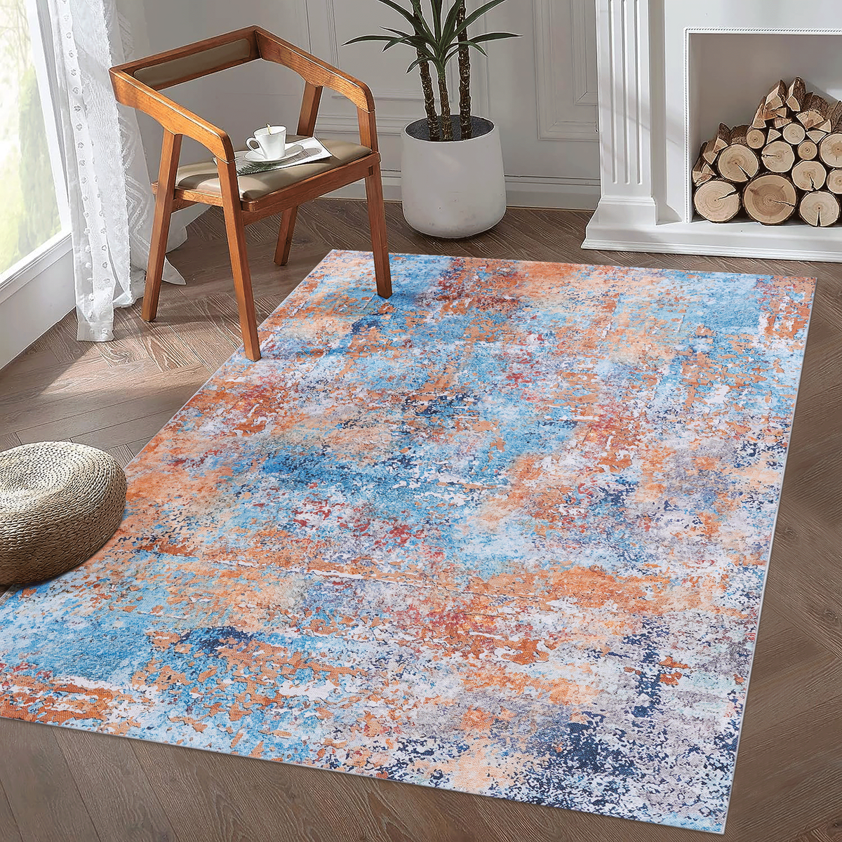 MAVAL Multi Washable Rug 6x9 Area Rug (Multi, 6' x 9')-B189P188968
