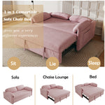 Sofa at the Forefront: 54-inch Velvet Pink Sofa Bed for Multi-purpose Living Spaces, Featuring a Retractable Bed W1278127956-djyc