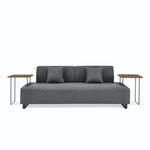 Linen Fabric 3 Seat Sofa with Two End Tables and Two Pillows, Removable Back and Armrest, Morden Style Upholstered 3-Seat Couch for Living Room W487139512-djyc