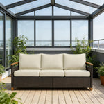 Wicker Patio Sofa,3 Seater Outdoor Couch Sofa,Wide Deep Seat Sofa-T3971P480796