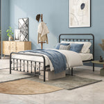 FULL Metal Platform Bed Frame with Headboard, Strong Slat Support, No Box Spring Needed,Easy Assembly BLACK W84034826-djyc