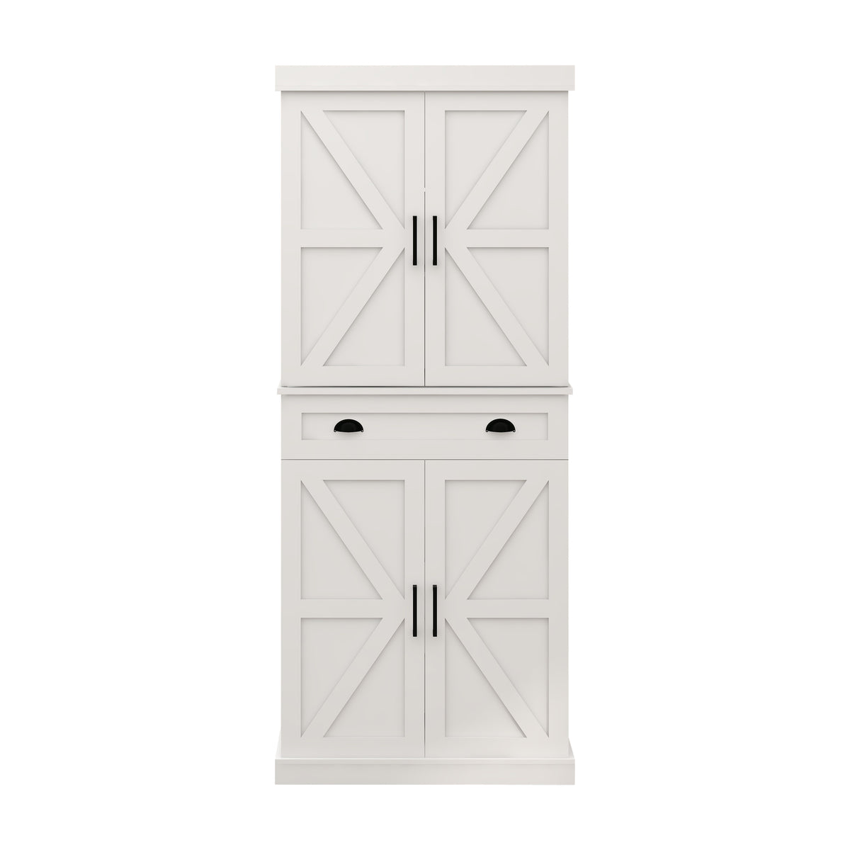 71" Kitchen Pantry Storage Cabinetwith 4 Doors(2Doors with Racks),1 Drawer, 2 Adjustable Shelves, Freestanding Cupboard for Kitchen, Dining Room and Living Room-White W282108550-djyc