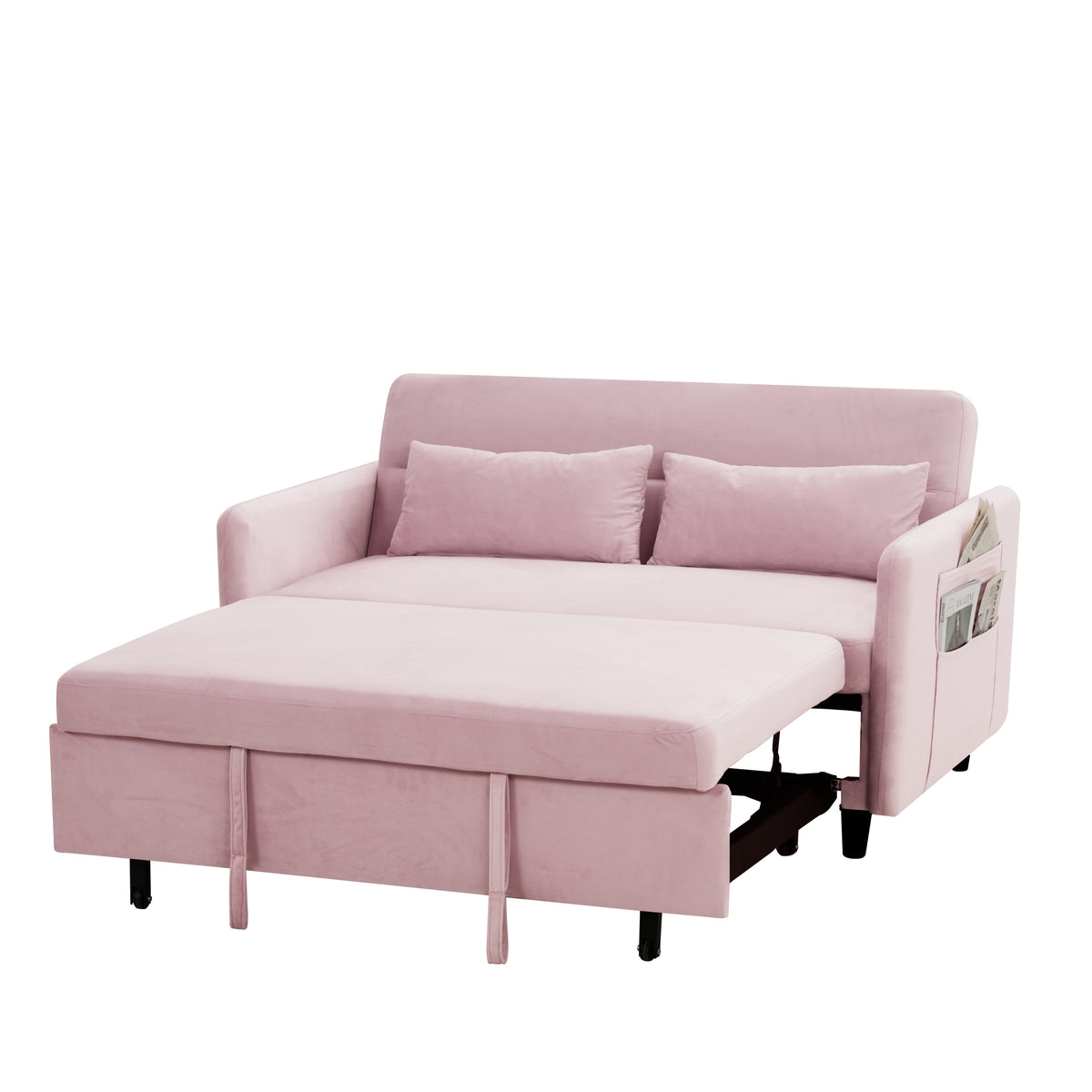 Sofa pull-out bed includes two pillows 54 "pink velvet sofa with small space W1278P144535-djyc