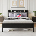 Queen Size Bed Frame, Storage Headboard with Charging Station, Solid and Stable, Noise Free, No Box Spring Needed, Easy Assembly W840P195212-djyc