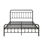 Metal Bed Frame Queen Size Platform No Box Spring Needed with Vintage Headboard and FootboardPremium Steel Slat Support/Black W84034827-djyc