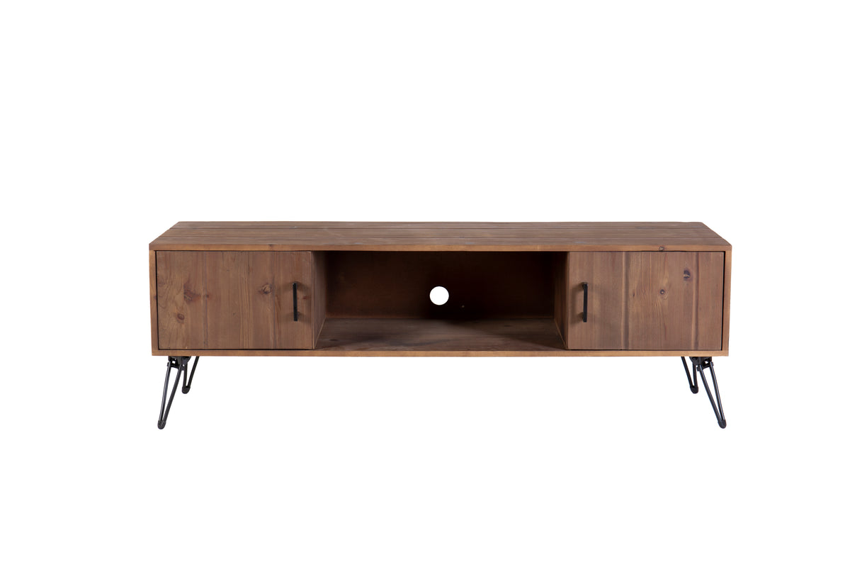 Industrial style Reclaimed wood Media TV Stand with Storage Cabinet for Living Media Room W142562421-djyc